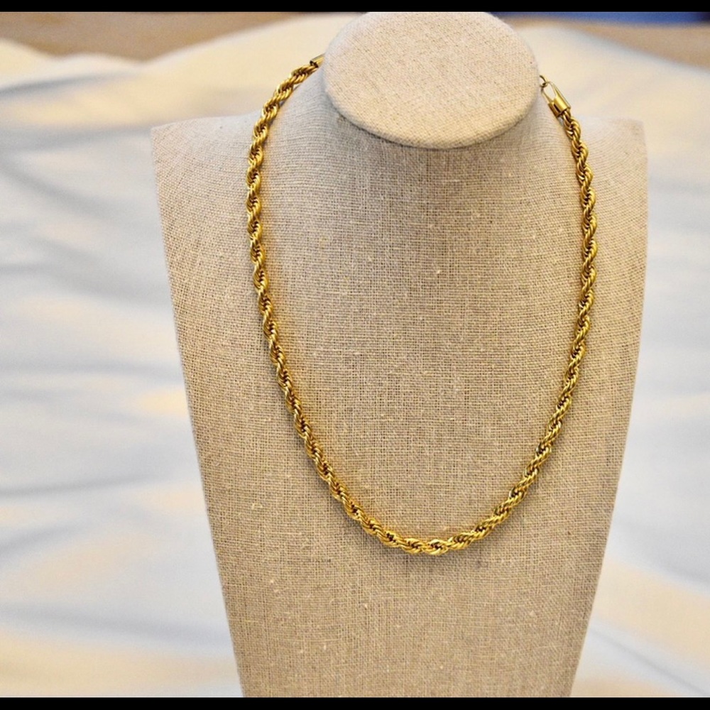 18k Gold  plated  necklace rope twist chain necklace